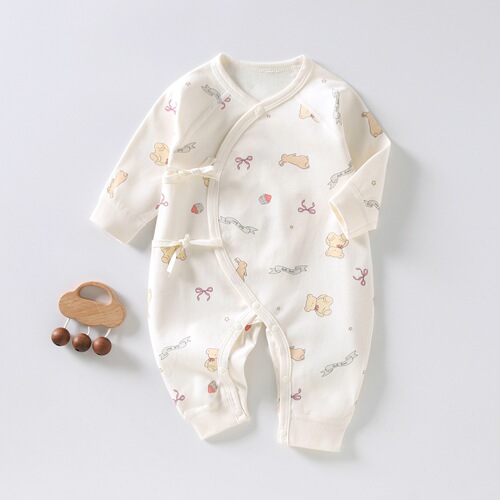 Infant and Toddler Four Seasons Pure Cotton Butterfly Bodysuit Newborn Boneless Puff Collar One-piece Suit Spring New Arrival Baby Crawler Suit