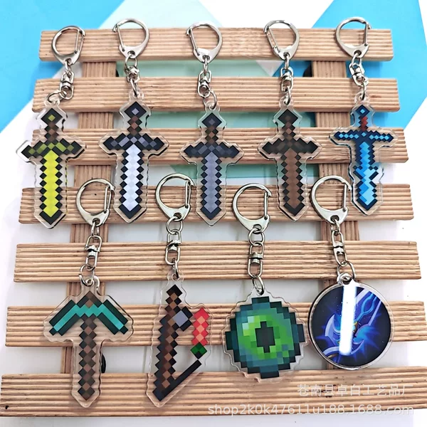 Game Animation Peripheral Undead Totem Enchanting Golden Apple Pendant My World Acrylic Keychain Wholesale