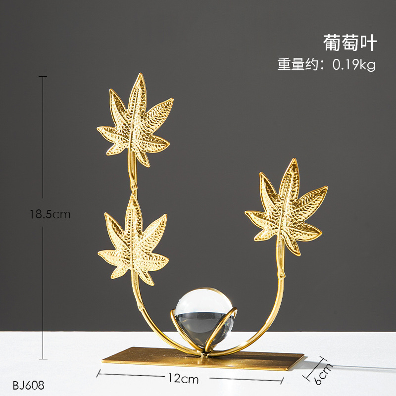 Ginkgo biloba ornamentos de hierro fundido nórdico creativo en el hogar sala de estar decoración de armario de vino de entrada artesanía de metal de lujo ligero image 41