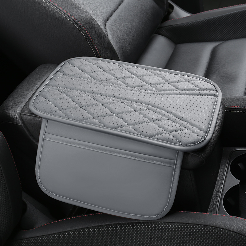 Car Armrest Box Mat, Non-Slip and Wear-Resistant Full Leather Protective Mat, Storage Bag, Nappa Nappa Leather, Cross-Border Hot-Selling Item