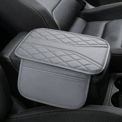 Car Armrest Box Mat, Non-Slip Armrest box pad - grey