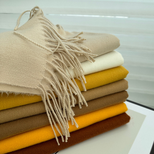 Scarf for women, solid color imitation cashmere shawl, neck scarf, warm, fashionable and trendy, versatile mid-length scarf for women with short beards wholesale