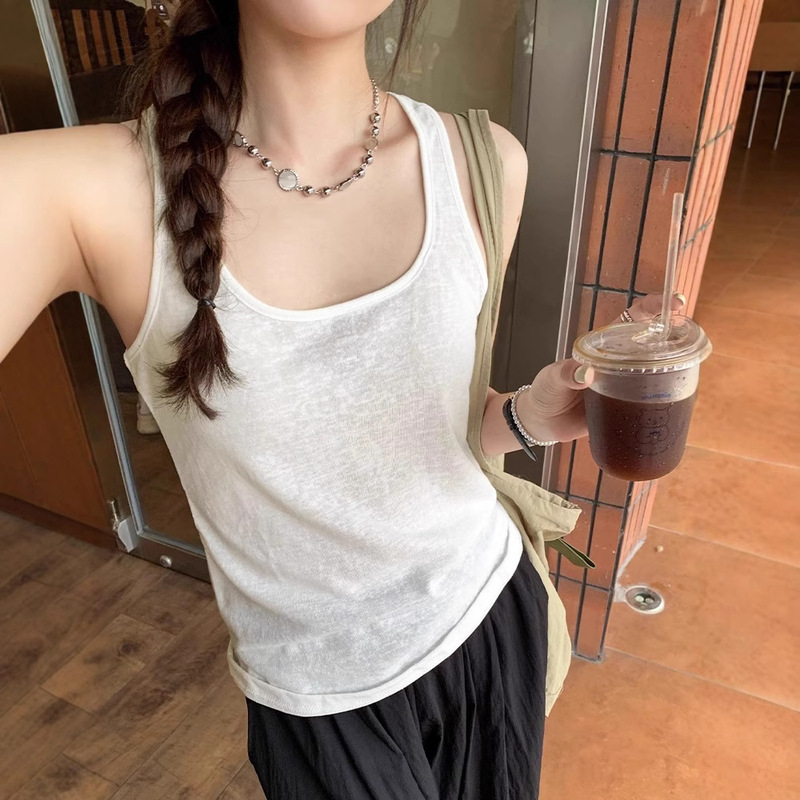 Hong Kong Style High-End Sleeveless White Vest with Shirt for Women Summer 2024 New Sports Outer Wear Inner Top Hong Kong Style High-End Sleeveless White Vest with Shirt for Women Summer 2024 New Sports Outer Wear Inner Top