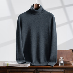 Winter New 7-pin Double-stranded Thickened 100 Pure Mountain Cashmere Sweater Men's Half-turtleneck Base-layer Sweater Small Cashmere Knitted Sweater