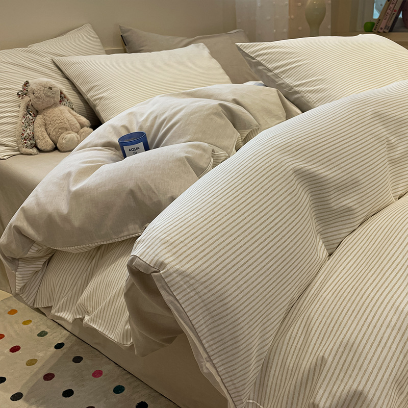 Algodón simple de cuatro piezas de algodón 2025, nueva sábanas cubiertas de ropa de cama dormitorio tres piezas