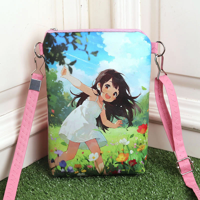 Double-handle crossbody bag - bouncing girl design