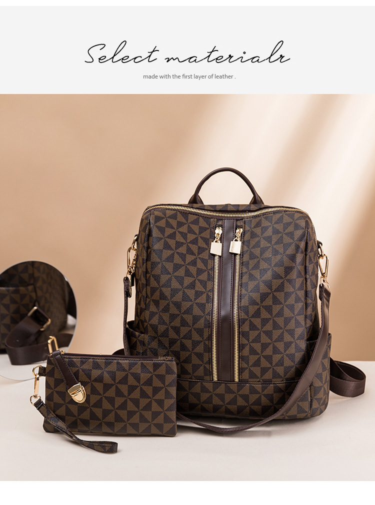 Mochila mujer estampada de moda con cartera gran capacidad_voghion.com