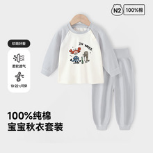 儿童秋衣秋裤四季款纯棉a类套装女童圆领长袖长裤保暖中小童