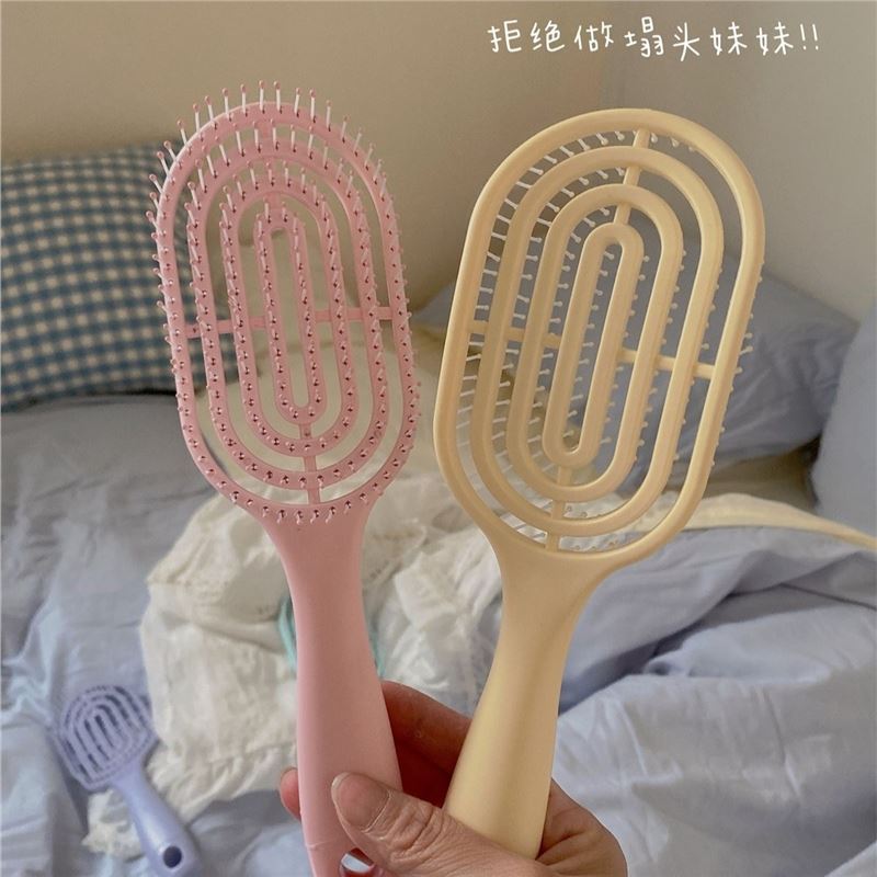 Cute estilo macarón costilla de masaje de tipo de retorno vacío casero cabello recto rizado cabello de masaje de cabello suelto peine de cuidado del cabello