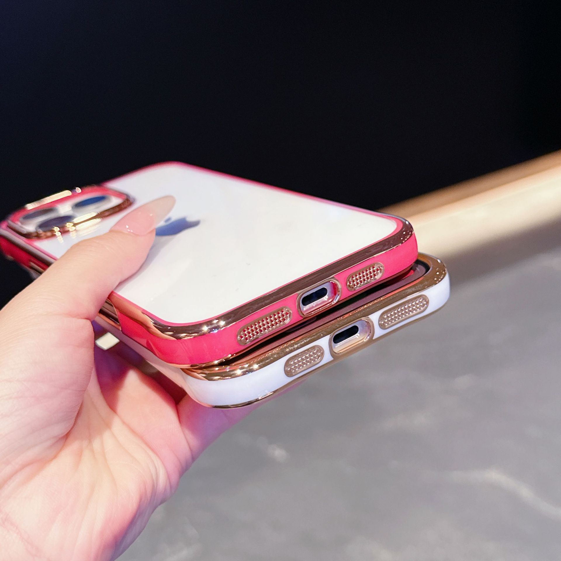 Acrílico transparente galvanizado de dos colores para Apple iphone 17 caso de teléfono 16 cuatro esquinas 15 cubierta 14