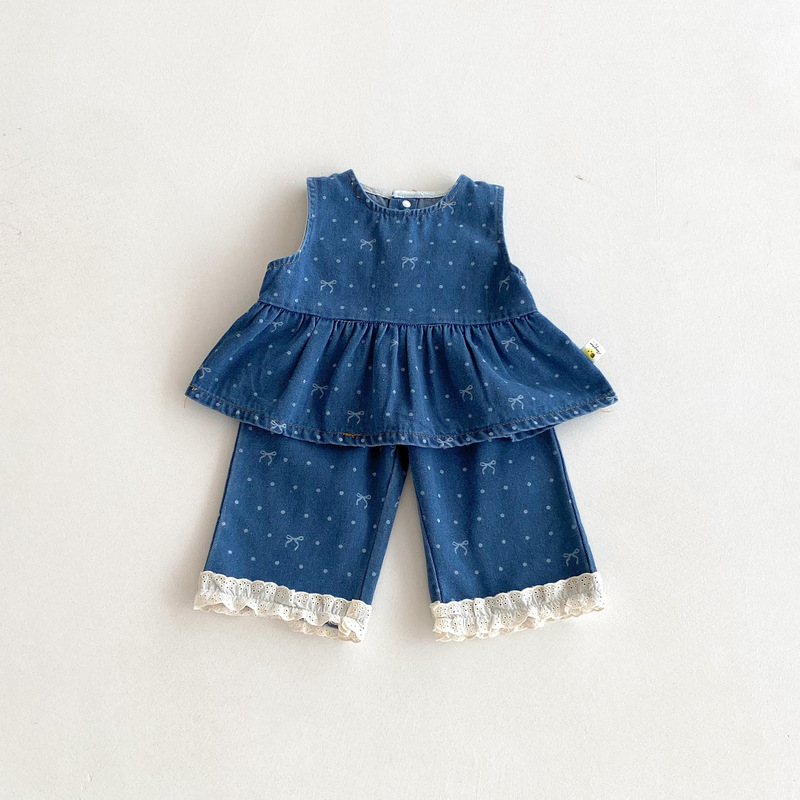 女の子スーツ秋の新スタイルベビーデニムベストパンツボトリングシャツツーピース韓国風ベビー服|undefined