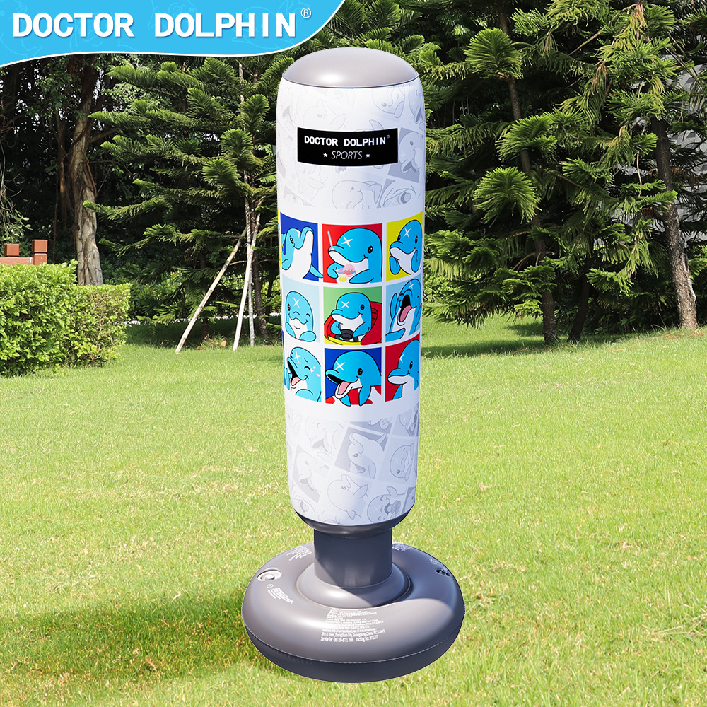 Doctor Dolphin | Vaso inflable para niños 120cm columna de boxeo para niños columna de boxeo inflable Vaso de boxeo rojo