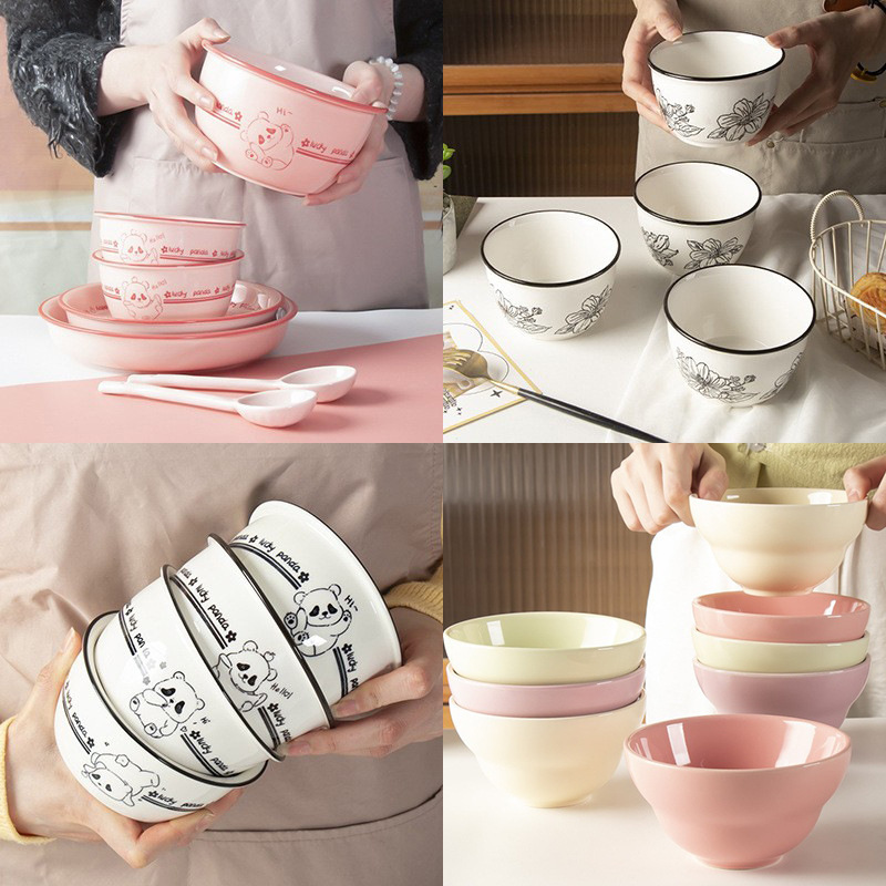 Ceramic Bowl with Two Handles for Home Use, Underglaze Color Soup Bowl, Noodle Bowl, Rice Bowl, Salad Bowl, Large Bowl, Double-Handle Bowl for Meals