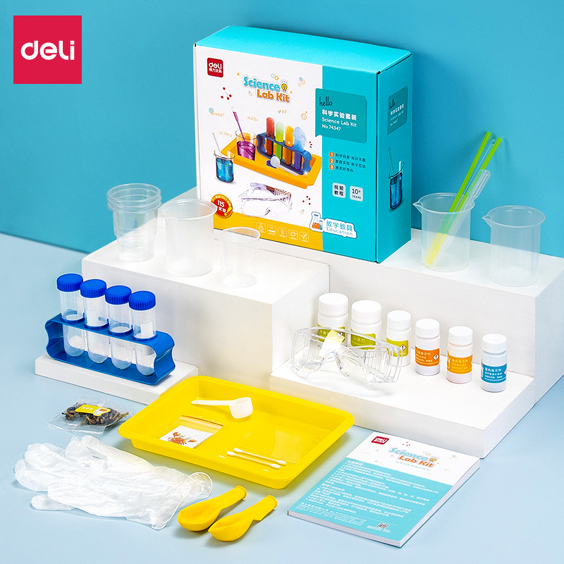 Deli 74347/74348 experimento científico traje equipo de juguete materiales de producción de ciencia y tecnología para niños creación interesante