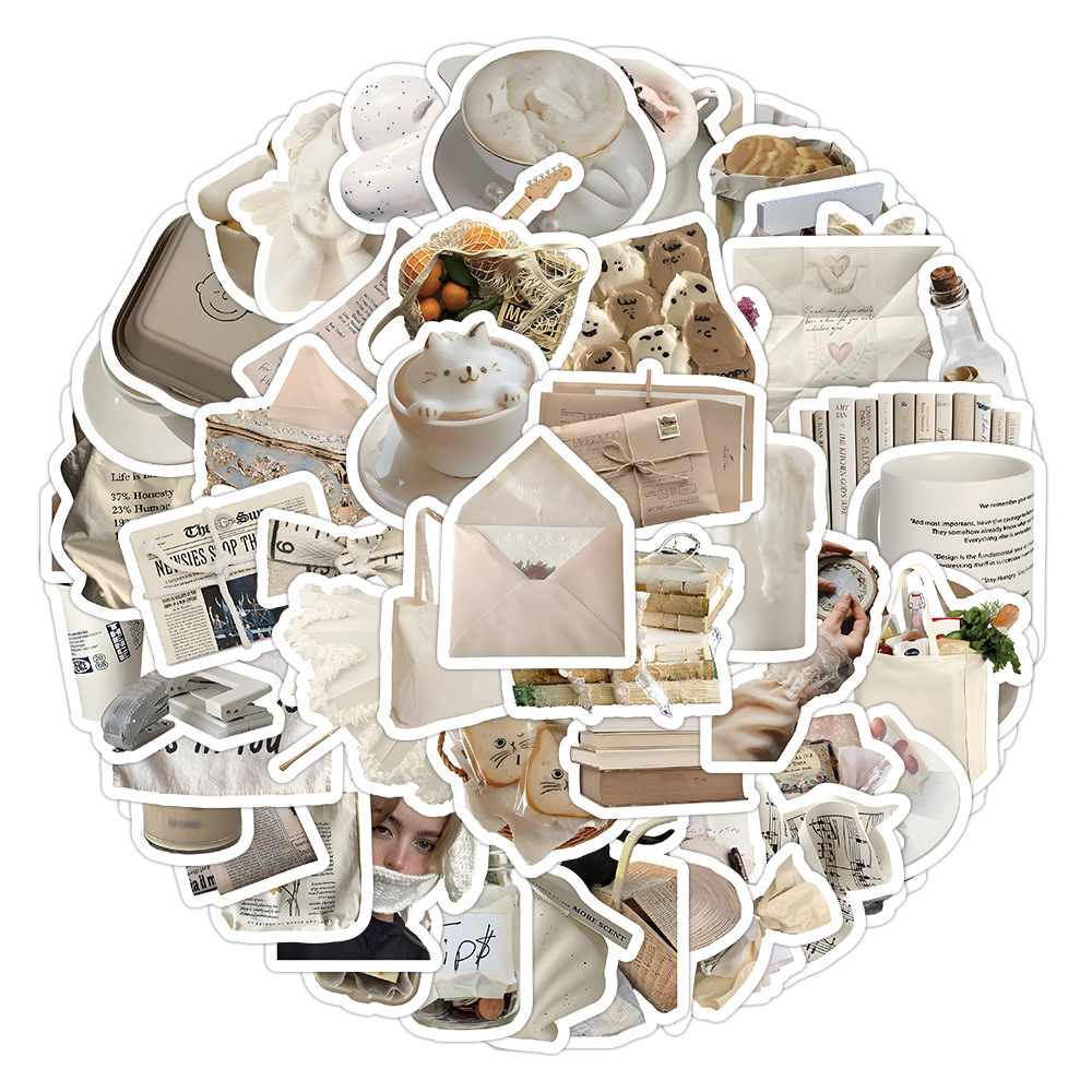 60 hojas de pegatinas de estilo retro, pegatinas de sellado de sobres de material de cuentas manuales frescas, pegatinas impermeables de venta caliente transfronteriza