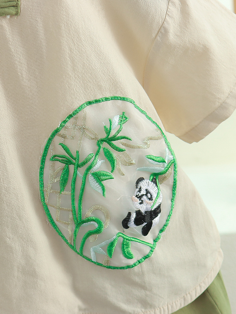 7925 Traje Hanfu de verano para niños Traje Tang de estilo nacional Traje de dos piezas Vestido de verano para niños Nueva ropa china de algodón y lino para bebés