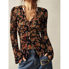 Q 38821 Vintage Print Slim Commute Shirt ����ӡ������ͨ�ڳ�