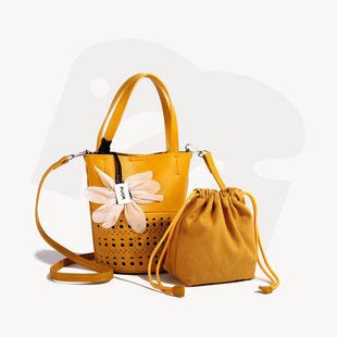 Summer Handbag Small Tote Bag for Women 2025 New Korean Fashion Hollow Bucket Bag Versatile Ins Niche Crossbody