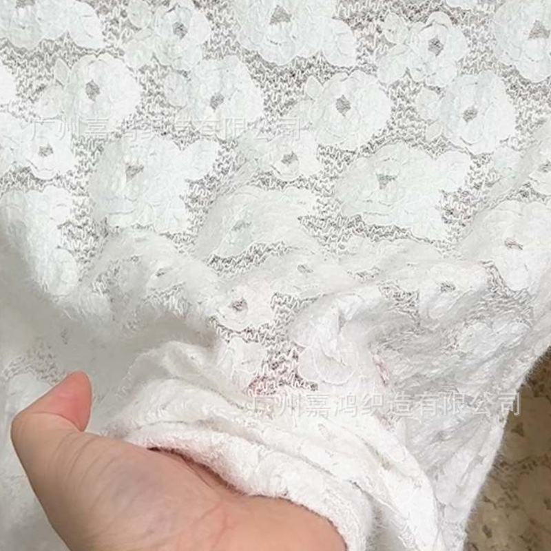 2026 nuevo hilo de plumas tela de encaje elástica ropa interior de mujer con vestido multicolor opcional fabricante material en stock