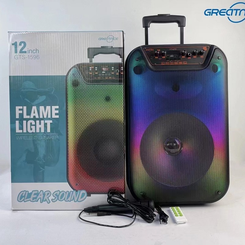 Altavoz Bluetooth Portátil 12” GTS-1596 — Con Ruedas, Ideal para Exteriores