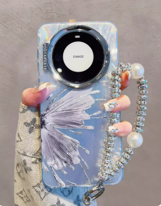 Capa única-mariposa de plata-hilo de plumas hld