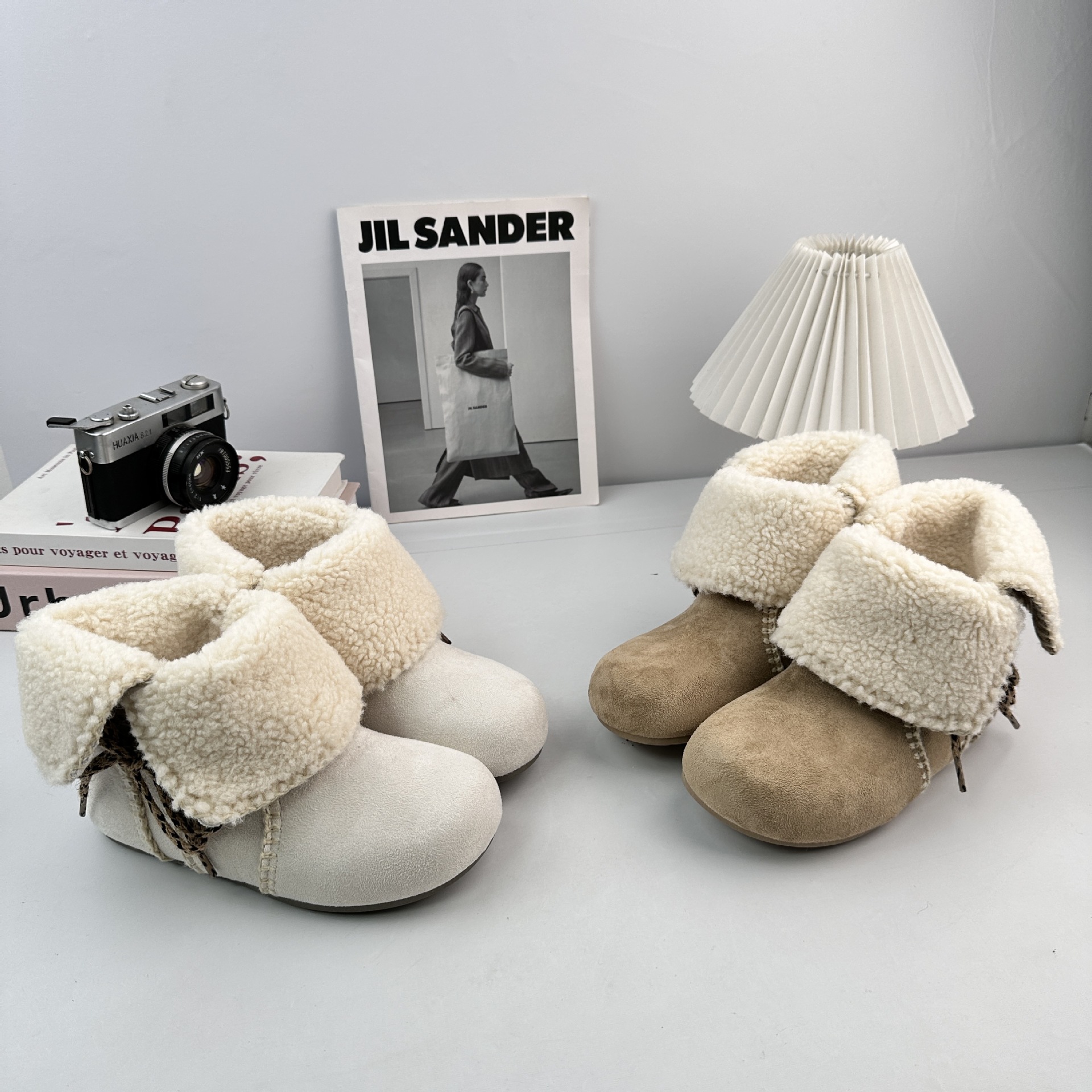 Yuanbo2025 invierno nuevo estilo retro ventana plana con base de ocio engrosado cómodo calentamiento botas de nieve para mujeres