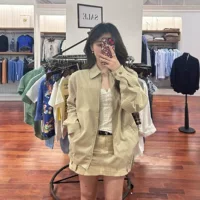 RL Rlaf Po стандартное пальто женский хлопок свободный отворот топ куртка с вышивкой мужской осенне-зимний кадр куртка