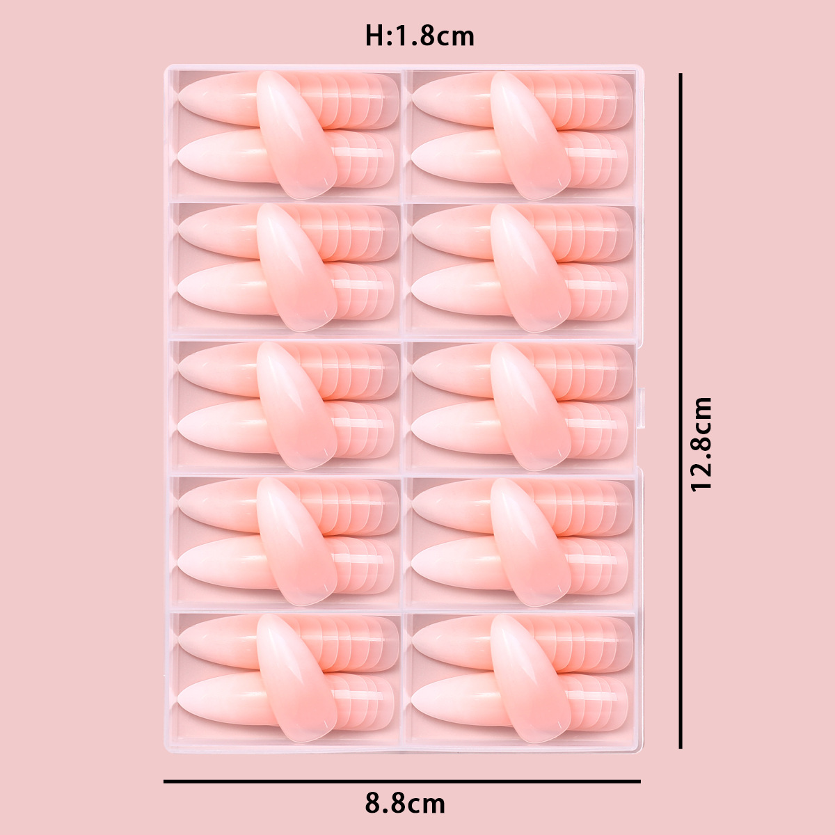 120 piezas de parche de uñas falsas rosadas en una caja, parche de uñas falsas desmontable para usar uñas