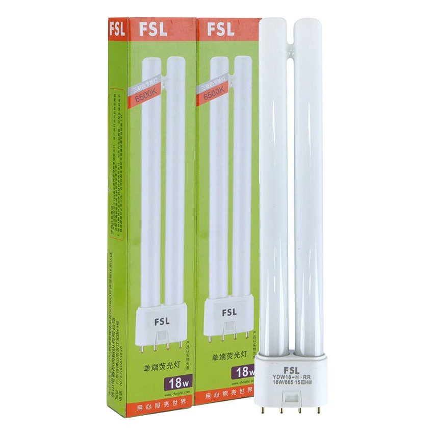 FSL Foshan Lighting H Tube Lamp H Интубация T5 Tube Плоская четырехигольная Трехцветная энергосберегающая лампа Односторонний люминесцентный светильник