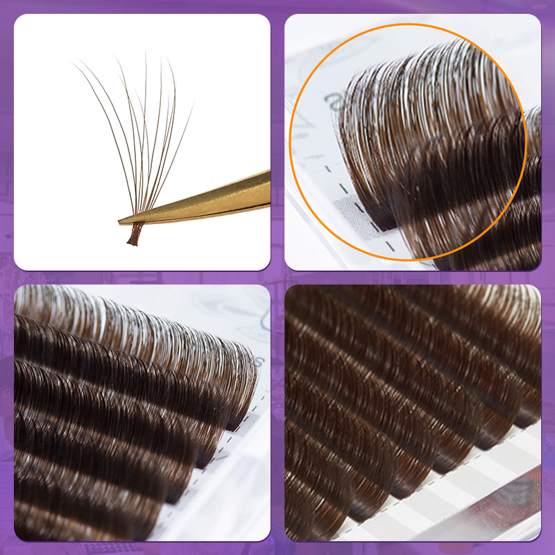 Fábrica 0.05 injerto de color caramelo, pestañas curvas, pestañas marrón suaves, pestañas florecientes naturales, pestañas falsas.