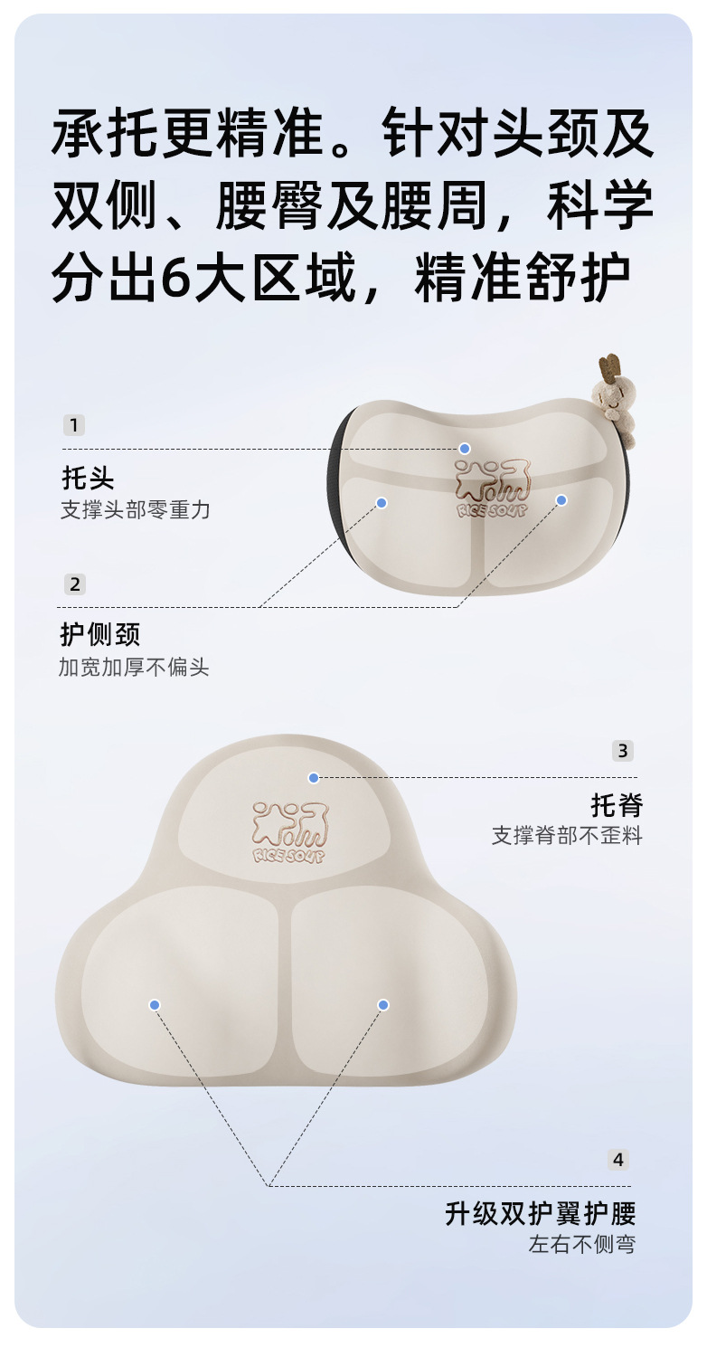 Aichewu Car Headrest Neck Pillow Pair of In-Car Pillows High-End Memory Foam Cartoon Cute Lumbar Support for Car Use