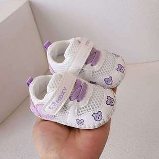 Summer soft-soled toddler shoes hollowed-out single net 0.1-1 and a half toddler men's and women's baby shoes hook and loop non-slip breathable shoes