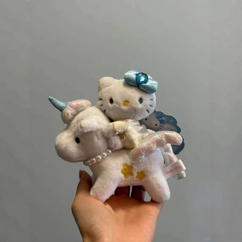 现货日本三丽鸥公仔天使独角兽kitty爱心扣挂件钥匙扣可爱玩具|undefined