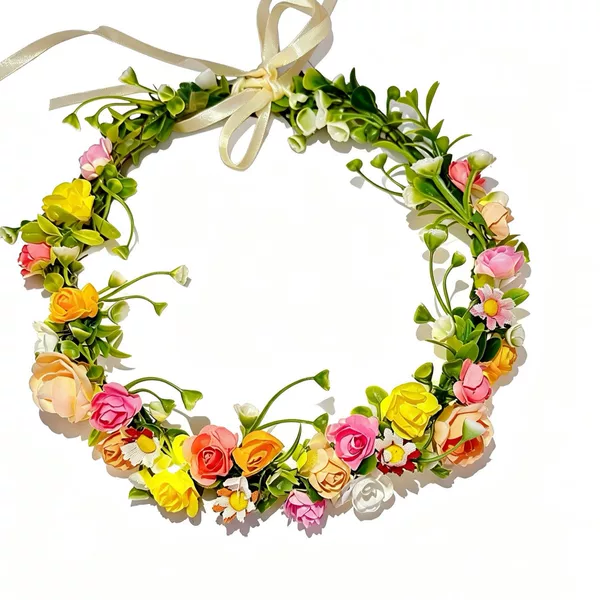 Korean-style fairy flower crown, handmade with realistic small daisies and baby’s breath, wholesale for weddings, children, flower girls, and bridesmaids