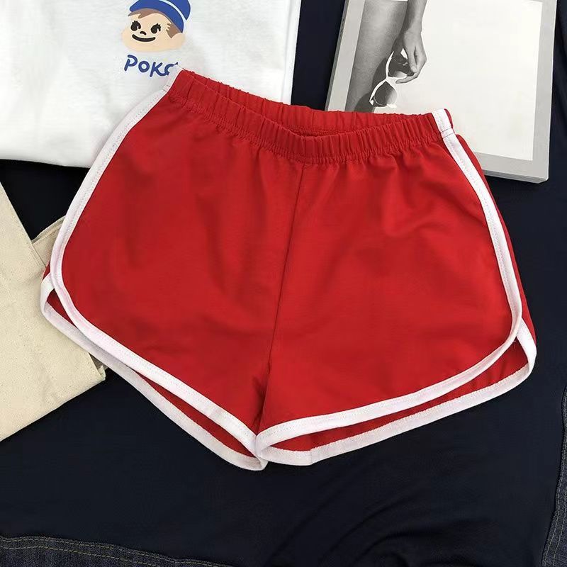 퓨어 코튼 아메리칸 스타일 AA 핫 팬츠 여성용 슬림 핏 스포츠 홈 캐주얼 쇼 다리 긴 화이트 에지 솔리드 컬러 속옷 누락 반바지