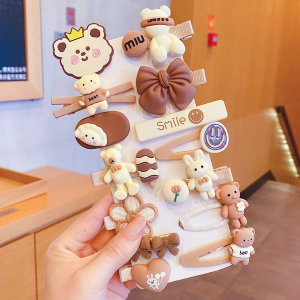 6#Coffee color ice cream bear 14 pieces set