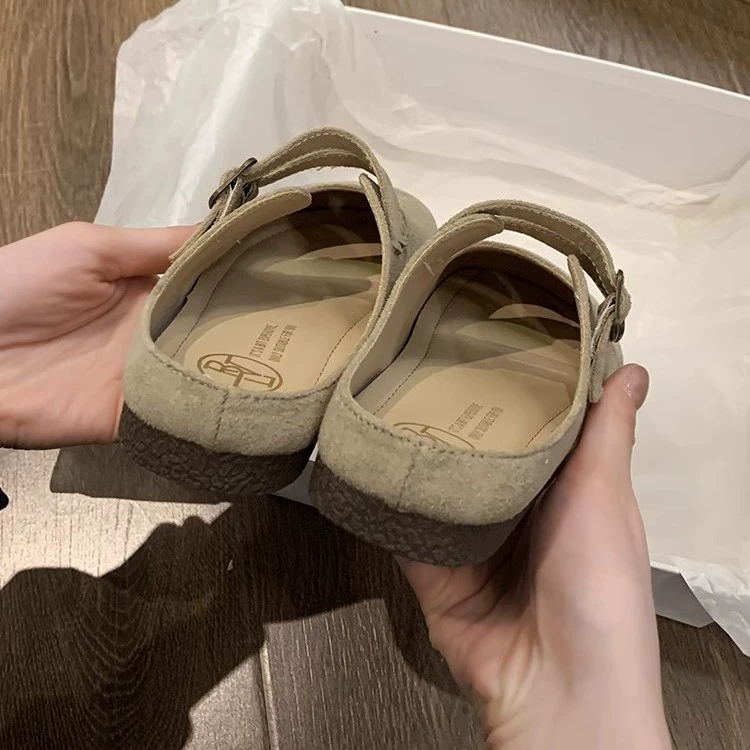 Туфли Birkenstock, Баотоу полупросветляющееся обувь, женская верхняя одежда 2025 новый летний стиль супер жаркие сандалии, ленивые обувь на одну ногу