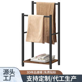 浴室毛巾收纳架落地浴巾悬挂置物架金属上墙可拆卸毛巾架