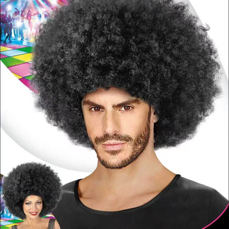 70S 80S Hippie Disco Fluffy Curly Afro Wig Men's Halloween Hairstyle Curly Hair