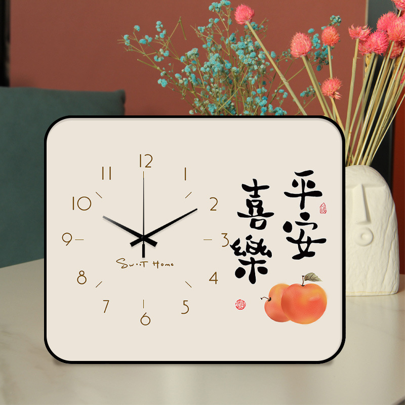 Home Table Clock Tabletop Clock Sitting Clock Tabletop Safe And Happy Simple Square Crystal Porcelain Silent Clock