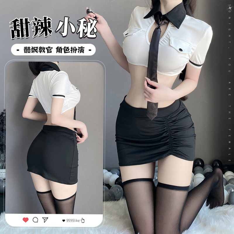 Sexy Secretary Wrap Hip Sex Underwear Small Chest Dating Robe Uniform Passion Bed Free Temptation suit 2906