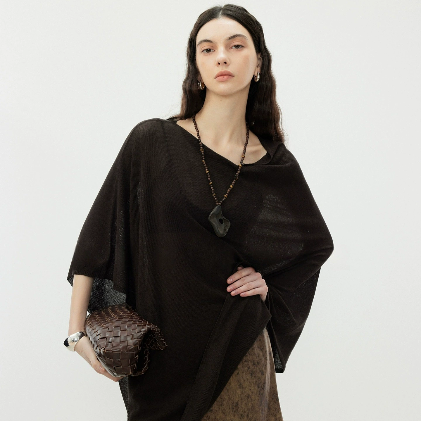 Стиль ROW artifact_dry, легкий и прозрачный шелковый накидка с косыми плечами и прямым воротником, двусторонняя асимметричная солнцезащитная накидка-шаль.