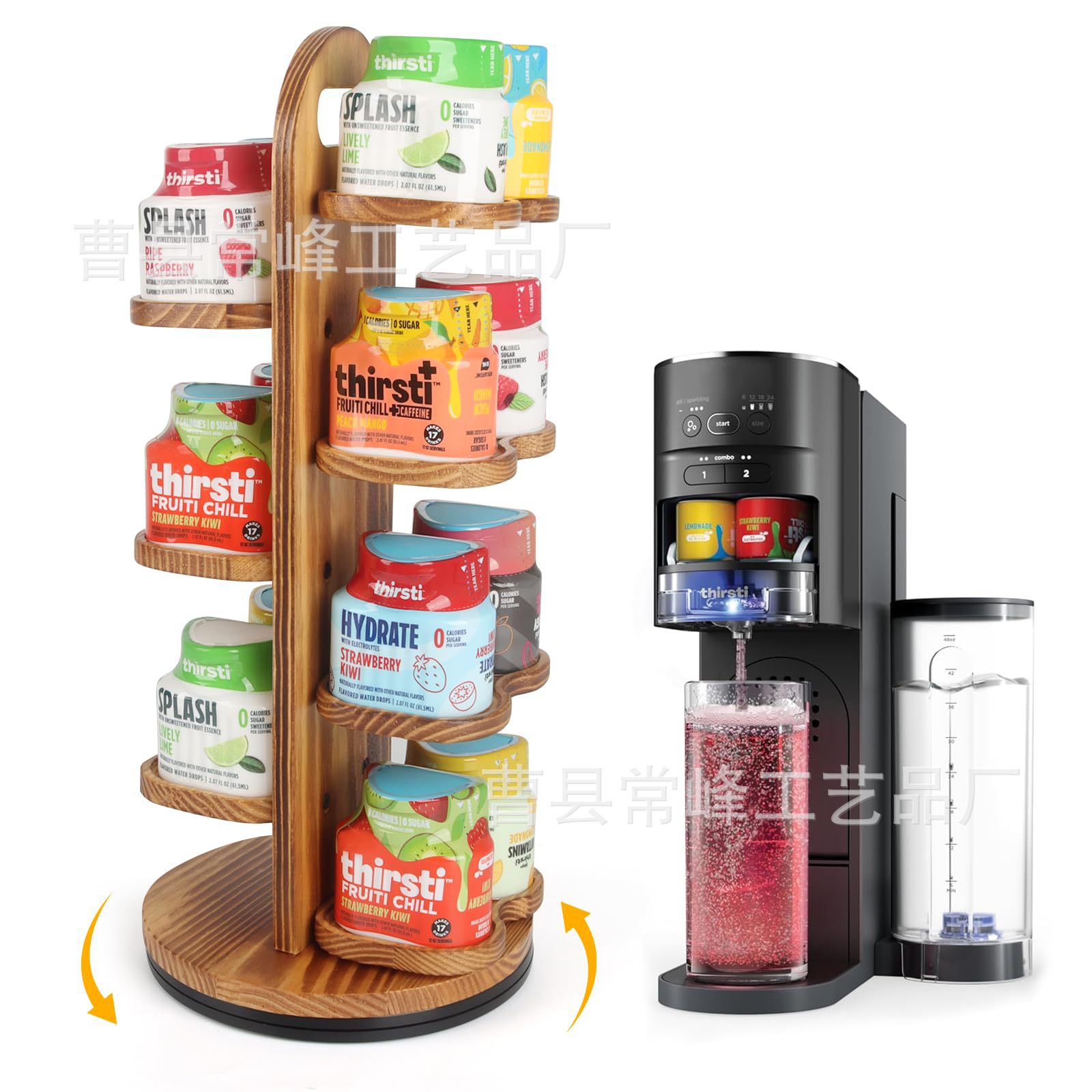 Wooden rotating capsule, multilayer storage system, coffee machine