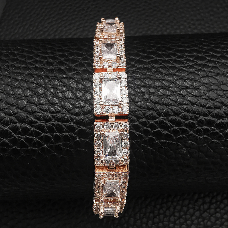 Daisy luxury fashion micro set zircon square multicolor men's and women's bracelet s5779_voghion.com
