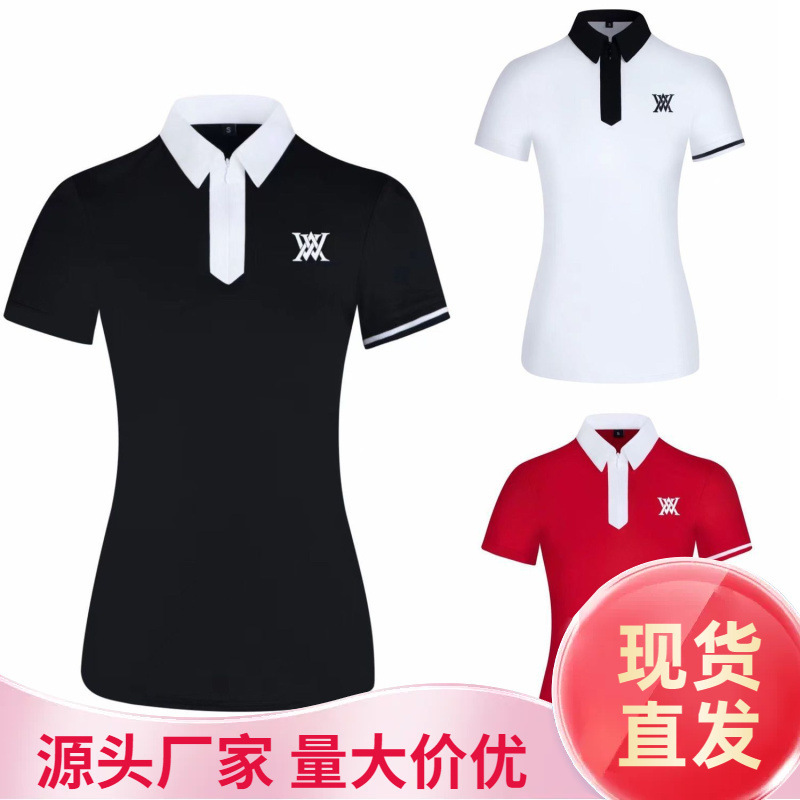 New Golf Women's T-Shirt Short-Sleeved Zipper Breathable Quick-Drying Sweat-Absorbent Polo Shirt Jersey Slim Fit Versatile Clothes