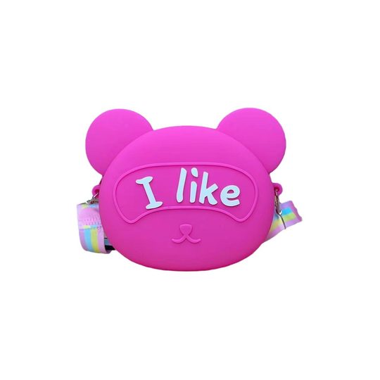Letter bear head Children's coin purse 2023 new silicone bag mini messenger bag shoulder bag cute super cute fashion