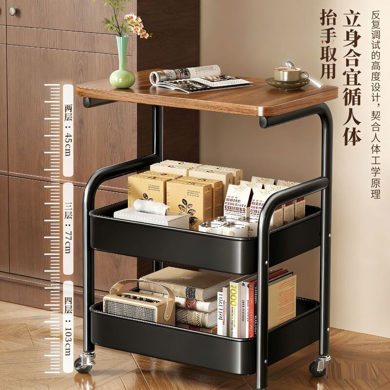 Kitchen Storage Rack Small Trolley Floor-Standing Mobile Bathroom Toilet Bedroom Multi-Layer Storage Snack Storage Rack