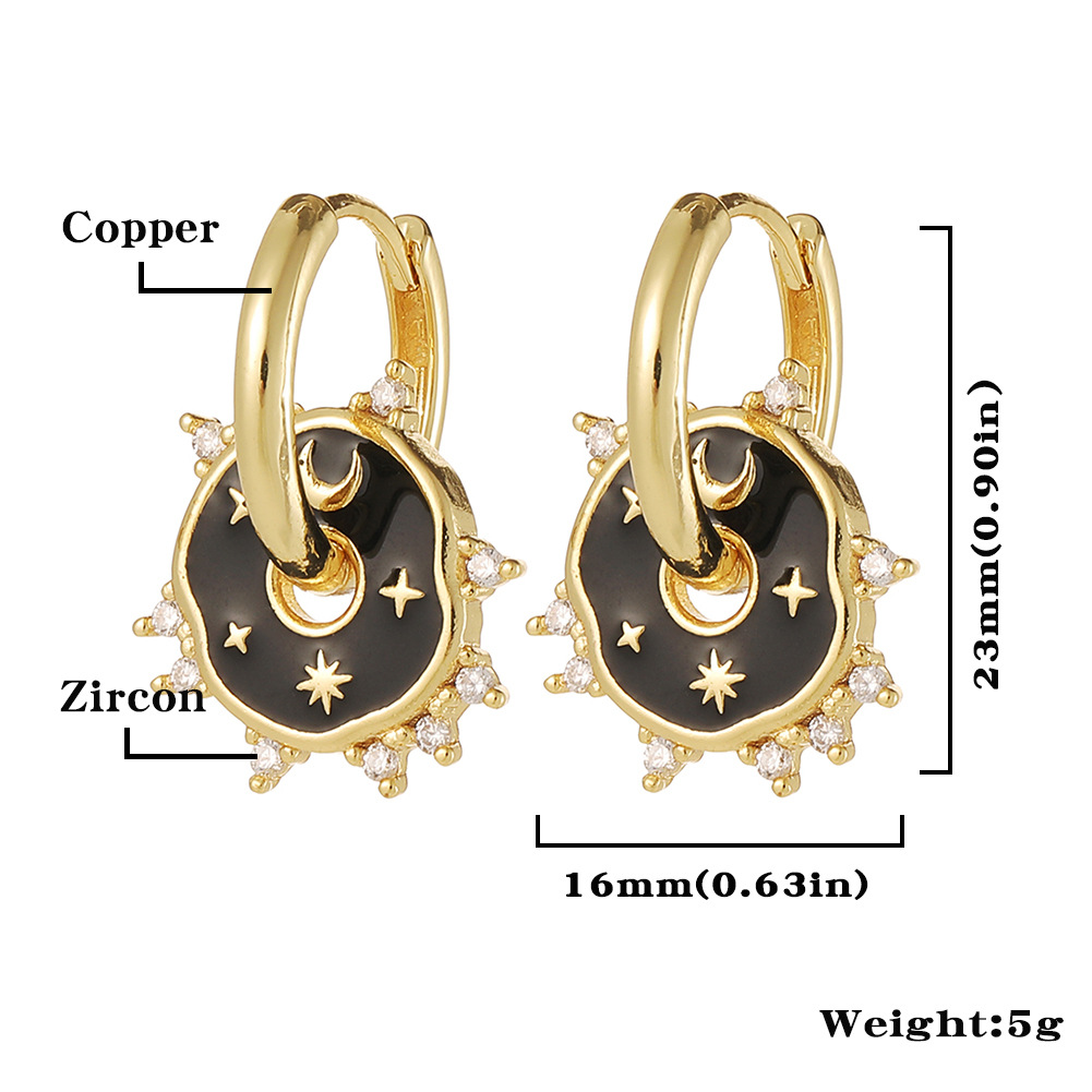 Fashion Geometric Sun Star Copper Drop Earrings Inlay Zircon Copper Earrings display picture 3