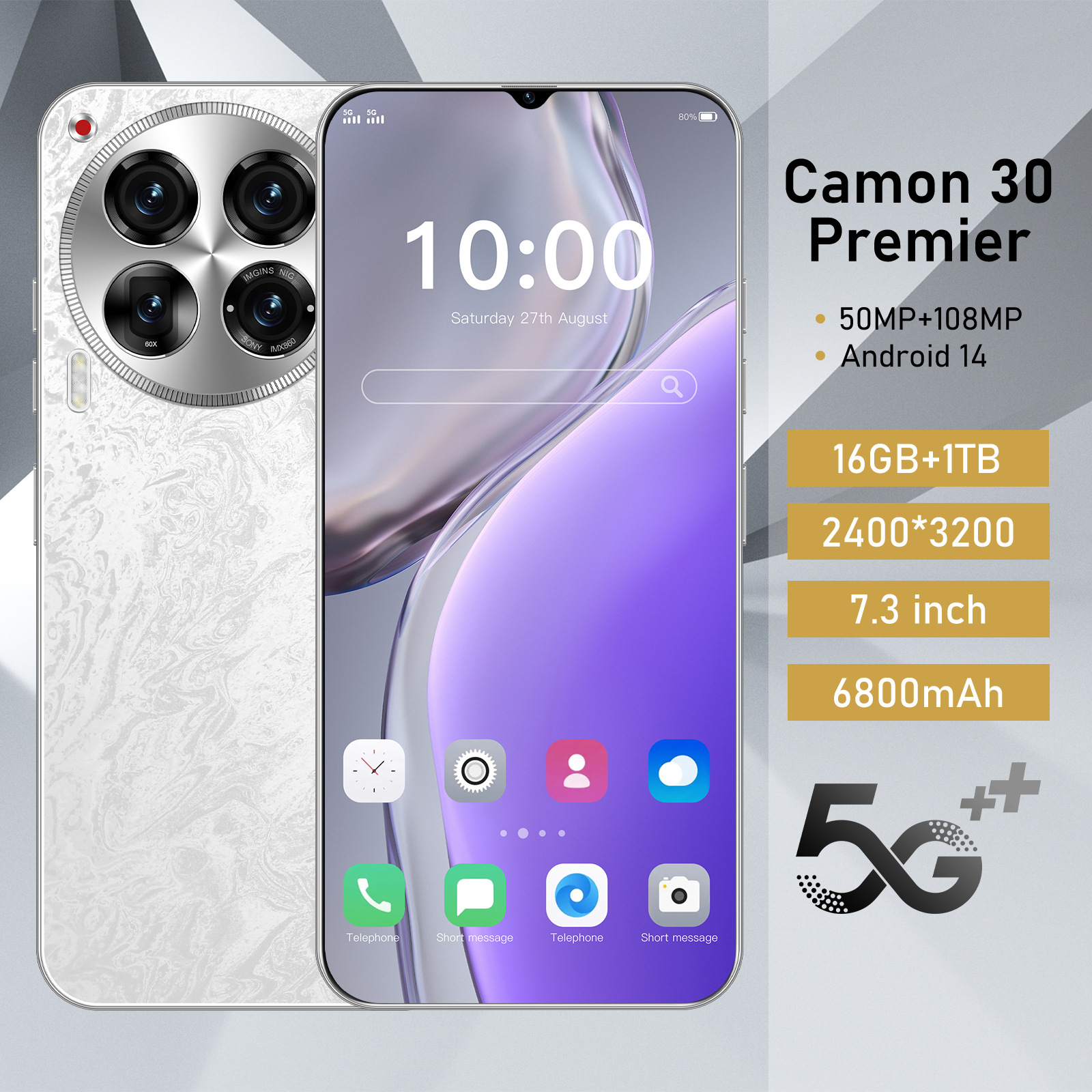 Transfronterizos dedicados a teléfonos inteligentes Camon30 pantalla ultra grande HD 16 + 1T teléfono móvil fuente precio de fábrica puede ser distribuido