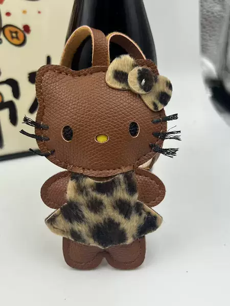 In-Stock Leopard Print Skirt Hello Kt Cat Bag Pendant Cat Backpack Decoration Strap Bow Tie